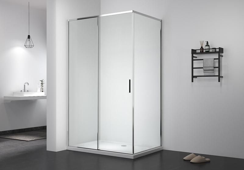 EX-507-2 5/6mm jednokolesový posuvný tenký sprchový kút + bočné sklo